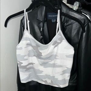 Women’s White and Gray Camouflage Cami Crop Top